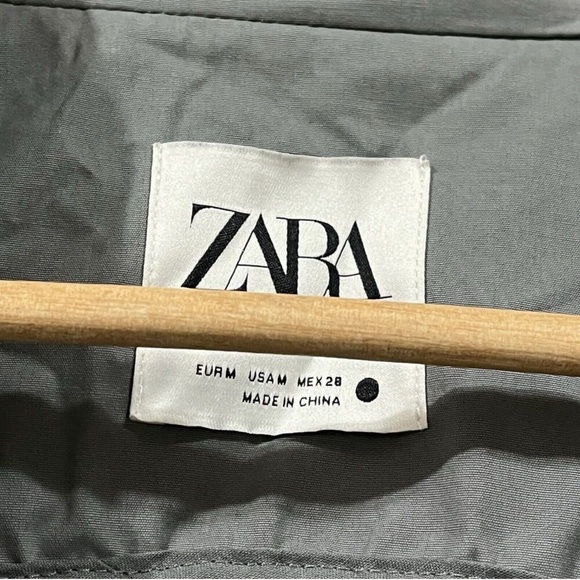 Zara Trench Coat Jacket OverSized Gray Double Breasted Size M - Picture 4 of 10